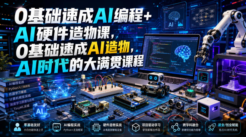 0基础速成AI编程+AI硬件造物课，0基础速成AI造物，AI时代的大满贯课程-FANGXZHAN网创