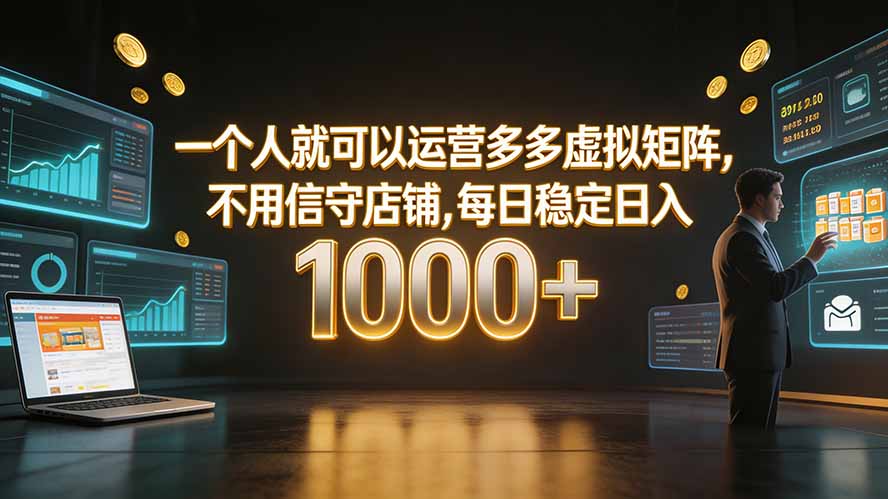 一个人就可以运营多多虚拟矩阵，不用值守店铺，每日稳定日入 1000+-FANGXZHAN网创