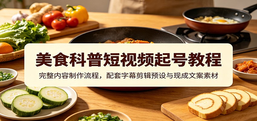 美食科普短视频起号教程：完整内容制作流程，配套字幕剪辑预设与现成文案素材-FANGXZHAN网创