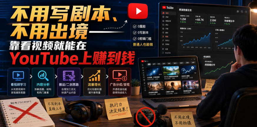 不用写剧本、不用出境——靠看视频就能在YouTube上賺到钱【原创双语字幕】-FANGXZHAN网创
