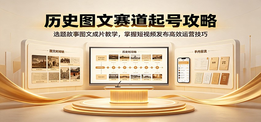 历史图文赛道起号攻略：选题故事图文成片教学，掌握短视频发布高效运营技巧-FANGXZHAN网创