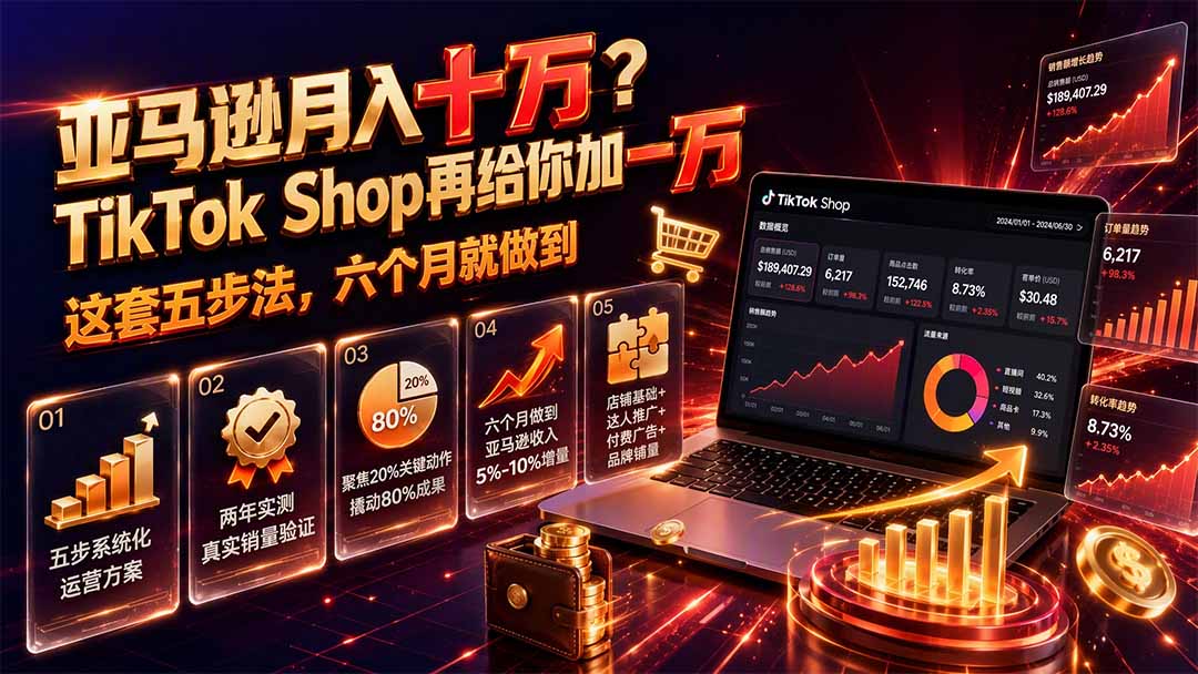 亚马逊月入十万？TikTok Shop再给你加一万——这套五步法，六个月就做到【原创双语字幕】-FANGXZHAN网创