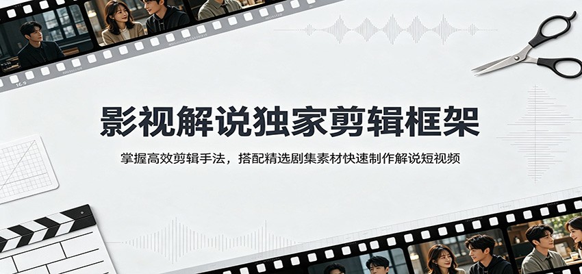 影视解说独家剪辑框架：掌握高效剪辑手法，搭配精选剧集素材快速制作解说短视频-FANGXZHAN网创