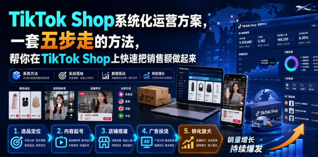 TikTok Shop系统化运营方案，一套五步走的方法，帮你在TikTok Shop上快速把销售额做起来【原创双语字幕】-FANGXZHAN网创