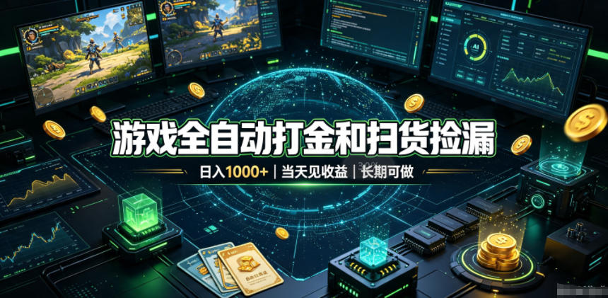 游戏全自动打金和扫货捡漏，日入1k+，当天见收益，长期可做！【揭秘】-FANGXZHAN网创