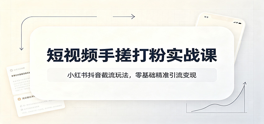 短视频手搓打粉实战课：小红书抖音截流玩法，零基础精准引流变现-FANGXZHAN网创