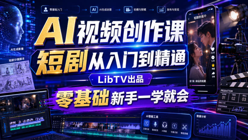 AI视频创作课，短剧从入门到精通，LibTV出品，零基础新手一学就会-FANGXZHAN网创