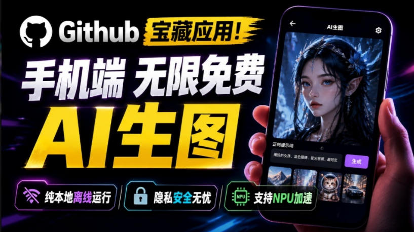 Github宝藏应用！手机端无限免费AI生图，纯本地离线运行，支持NPU加速斩获3.1k stars，local-dream-FANGXZHAN网创