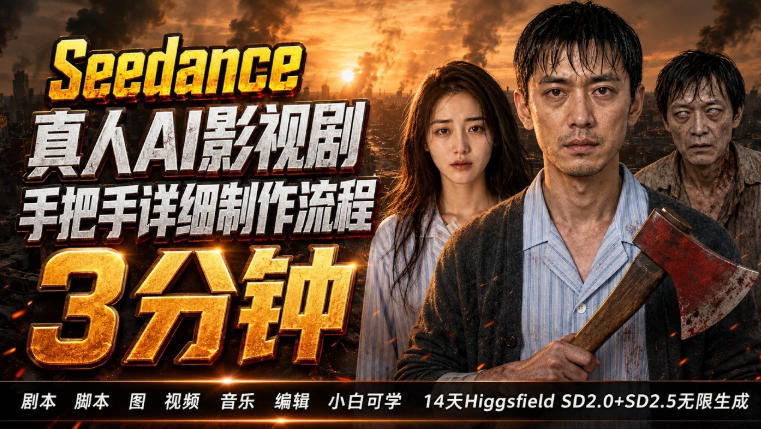 3分钟真人AI影视剧怎么做？SD 2.0手把手完整制作流程｜Higgsfield 14天SD 2.0/2.5无限生成-FANGXZHAN网创
