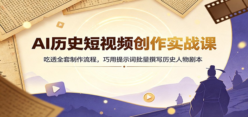 AI历史短视频创作实战课：吃透全套制作流程，巧用提示词批量撰写历史人物剧本-FANGXZHAN网创