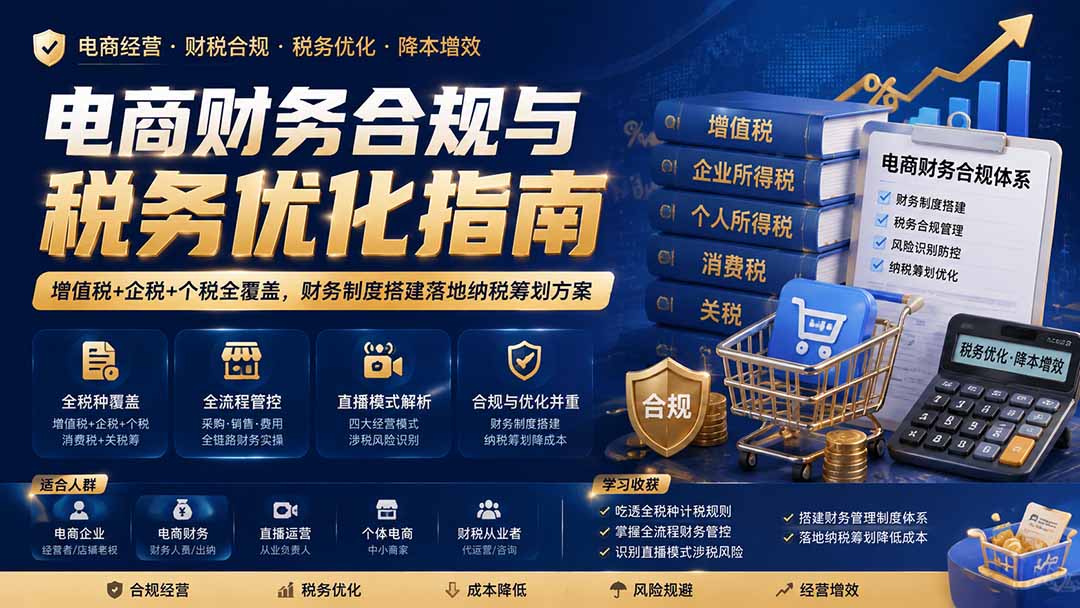 电商财务合规与税务优化指南：增值税+企税+个税全覆盖，财务制度搭建落地纳税筹划方案-FANGXZHAN网创