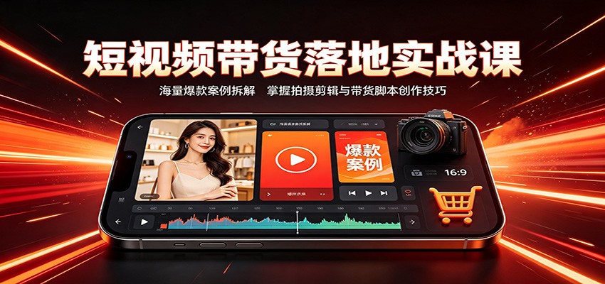 短视频带货落地实战课：海量爆款案例拆解，掌握拍摄剪辑与带货脚本创作技巧-FANGXZHAN网创