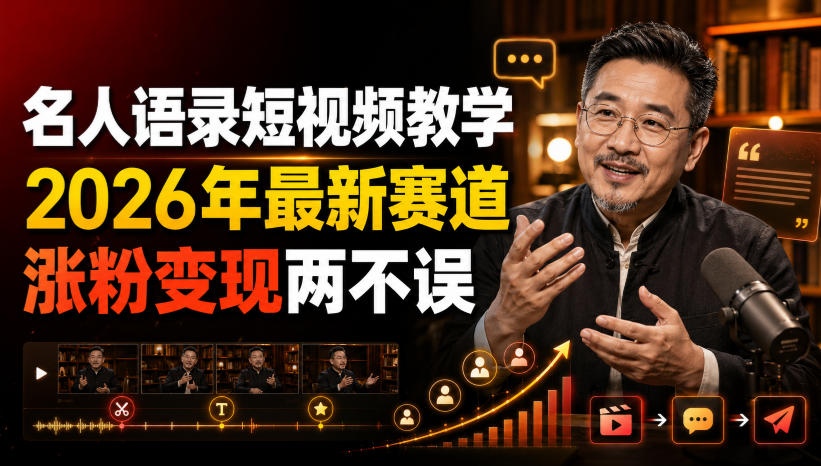 名人语录短视频教学，2026年最新赛道，涨粉变现两不误-FANGXZHAN网创