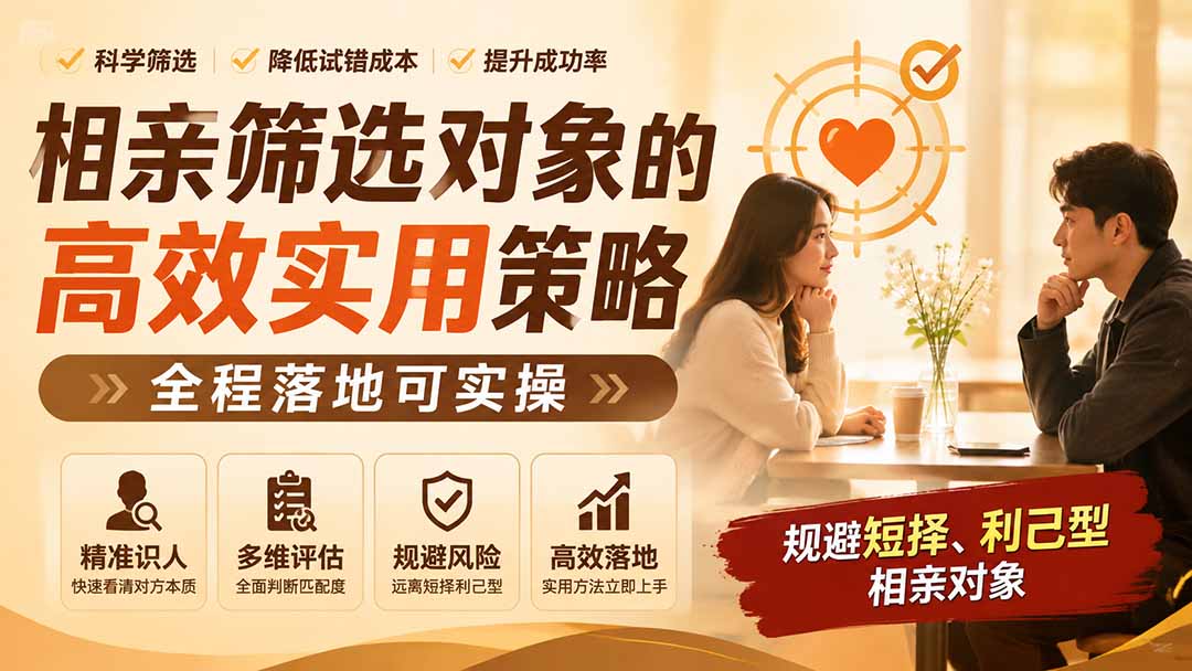 付费文章：相亲筛选对象的高效实用策略，全程落地可实操，规避短择、利己型相亲对象-FANGXZHAN网创