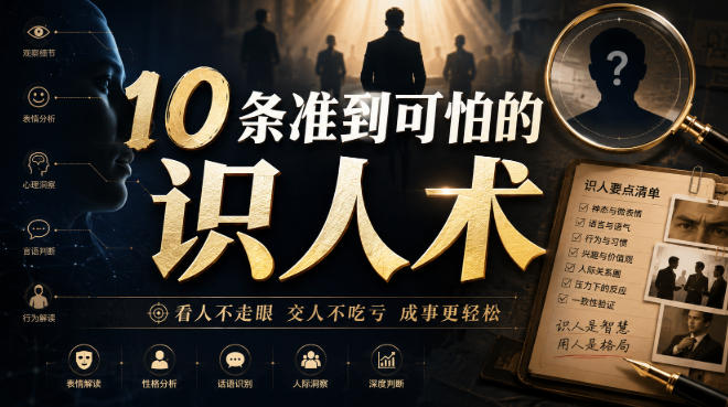付费文章：10条准到可怕的识人术-HFXZHAN网创