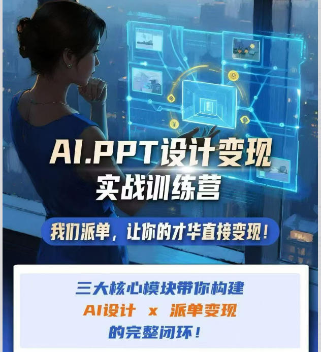 AI+PPT设计变现实战训练营，我们派单，让你的才华直接变现，三大核心模块带你构建Al设计x派单变现的完整闭环-HFXZHAN网创