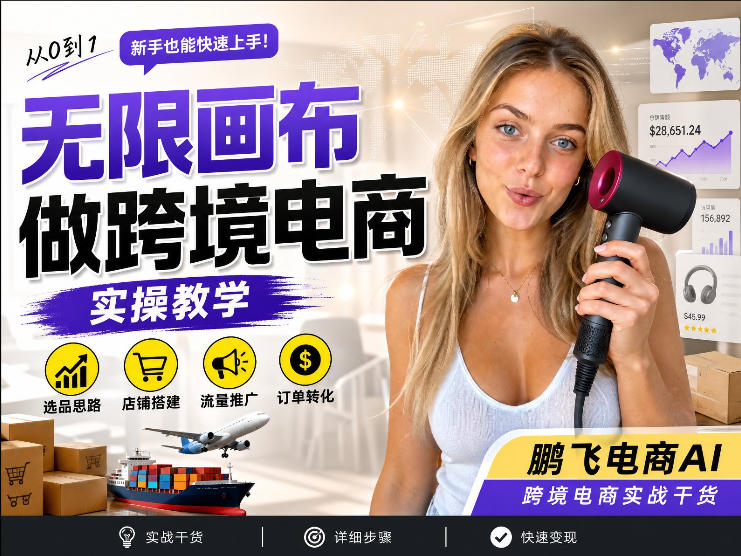 【跨境电商必备】AI无线画布制作商品宣传视频，四步搞定，无线画布工作流，操作简单好上手-HFXZHAN网创