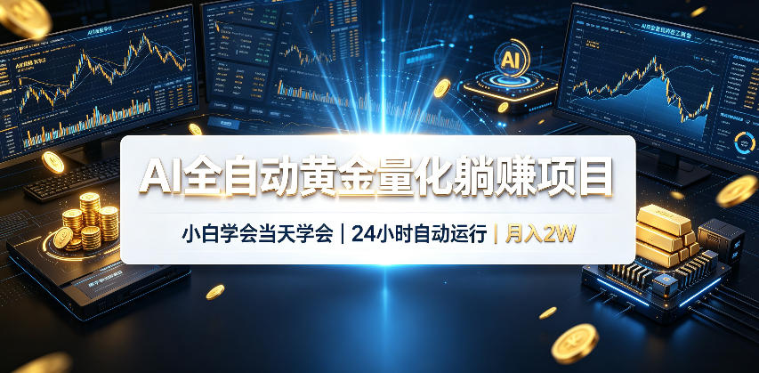 AI全自动黄金量化躺賺项目，24小时自动运行，月入2W！-HFXZHAN网创