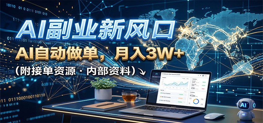 AI副业新风口，AI自动做单，月入3W+，附接单资源-HFXZHAN网创