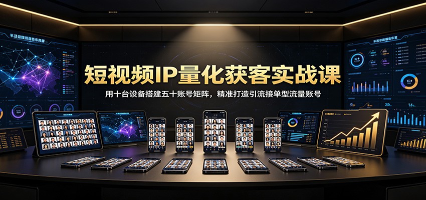 短视频IP量化获客实战课：用十台设备搭建五十账号矩阵，精准打造引流接单型流量账号-HFXZHAN网创