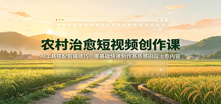 农村治愈短视频创作课：AI工具搭配剪辑技巧，零基础快速制作高质感田园治愈内容-HFXZHAN网创