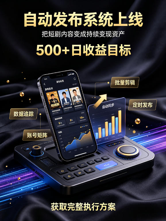 还在找靠谱线上副业？快手短剧项目，全程自动发布内容，不用熬夜做视频，轻松日入500+【揭秘】-HFXZHAN网创