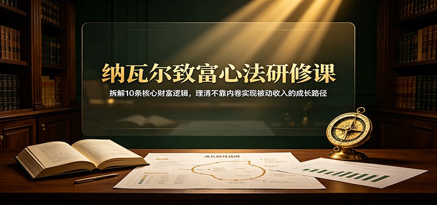 纳瓦尔致富心法研修课：拆解10条核心财富逻辑，理清不靠内卷实现被动收入的成长路径-HFXZHAN网创
