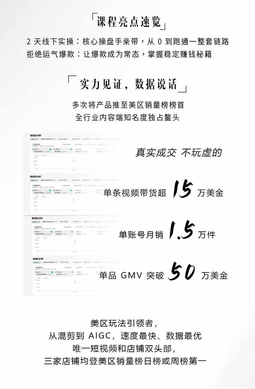 图片[2]-AIGC×TikTok美区短视频带货线下课；两天一夜完整回放，12小时高清视频收录头部操盘手全流程教学-HFXZHAN网创
