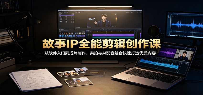 故事IP全能剪辑创作课：从软件入门到成片制作，实拍与AI配音结合快速打造优质内容-HFXZHAN网创