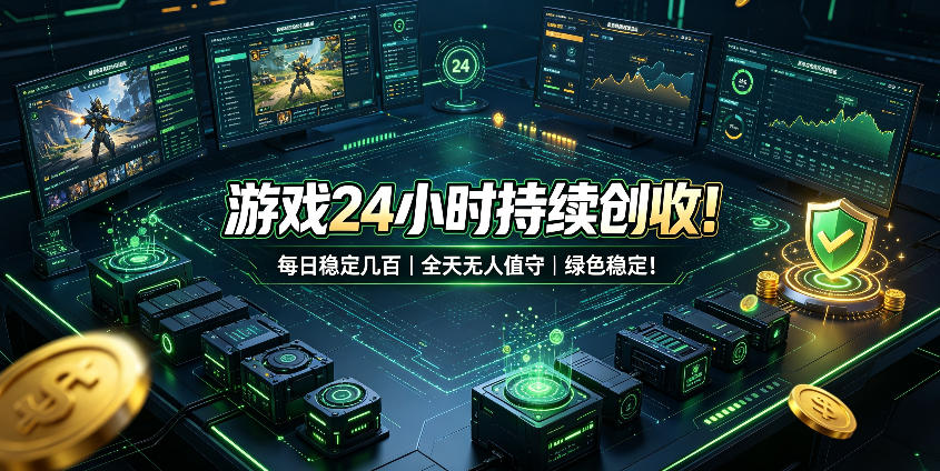 游戏24小时持续创收！每日稳定几百，全天无人值守，绿色稳定！【揭秘】-HFXZHAN网创