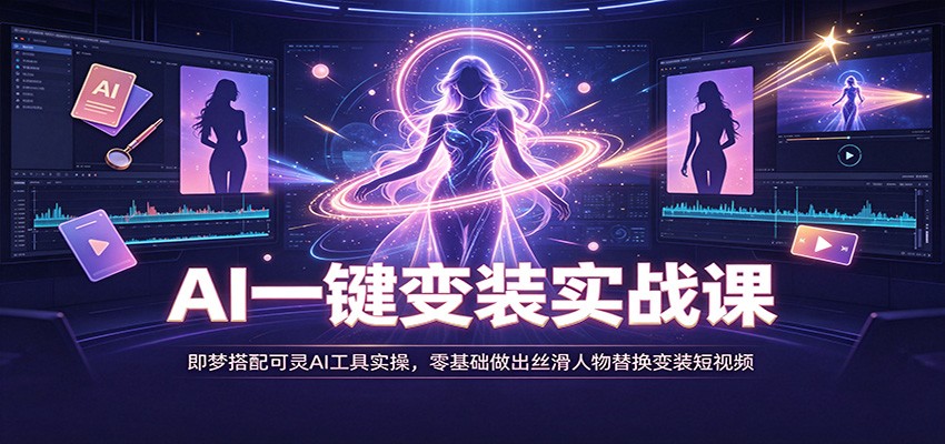 AI一键变装实战课：即梦搭配可灵AI工具实操，零基础做出丝滑人物替换变装短视频-HFXZHAN网创