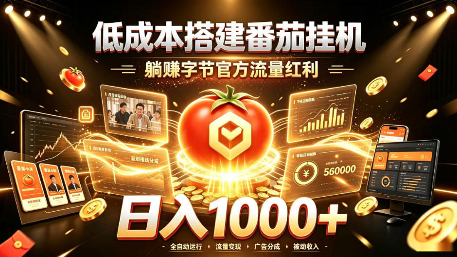 低成本搭建番茄挂G，躺賺字节官方流量红利，日入1k+，全程傻瓜式落地【揭秘】-HFXZHAN网创