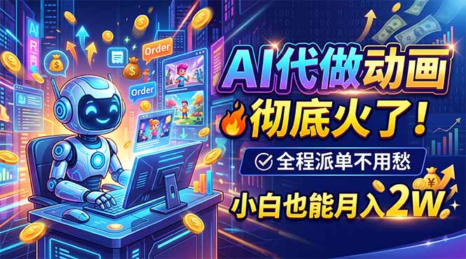 AI代做动画，彻底火了！全程派单不用愁，小白也能月入2W-HFXZHAN网创