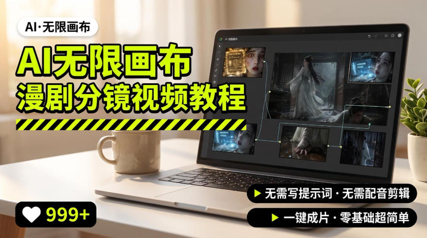 AI无限画布制作爆款漫剧分镜视频搭建教程，无需写脚本，无需制作音频，一键制作超简单-HFXZHAN网创