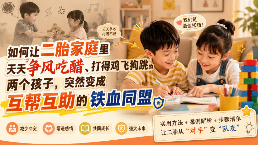 付费文章：如何让二胎家庭里天天争风吃醋、打得鸡飞狗跳的两个孩子，突然变成互帮互助的铁血同盟？-HFXZHAN网创
