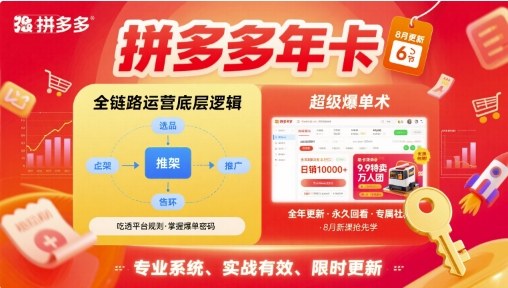 拼多多年卡，拼多多全链路运营底层逻辑，超级爆单术【更新26年8月】-HFXZHAN网创