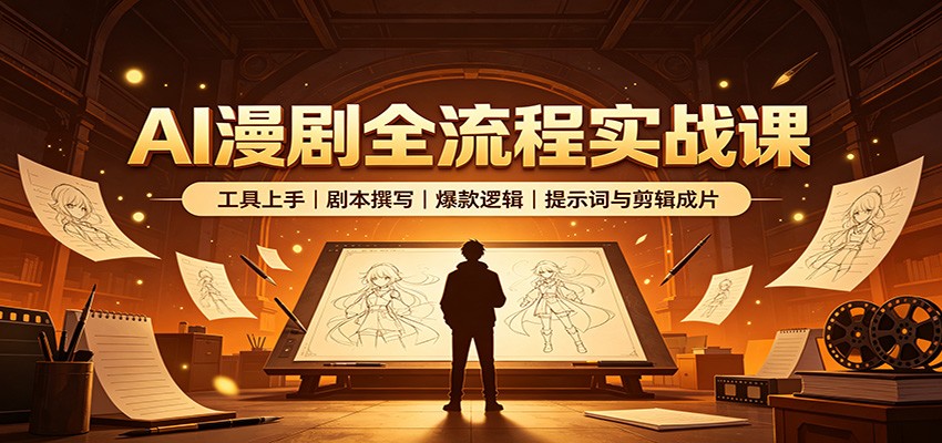 AI漫剧全流程实战课：工具上手、剧本撰写、爆款逻辑、提示词与剪辑成片-HFXZHAN网创