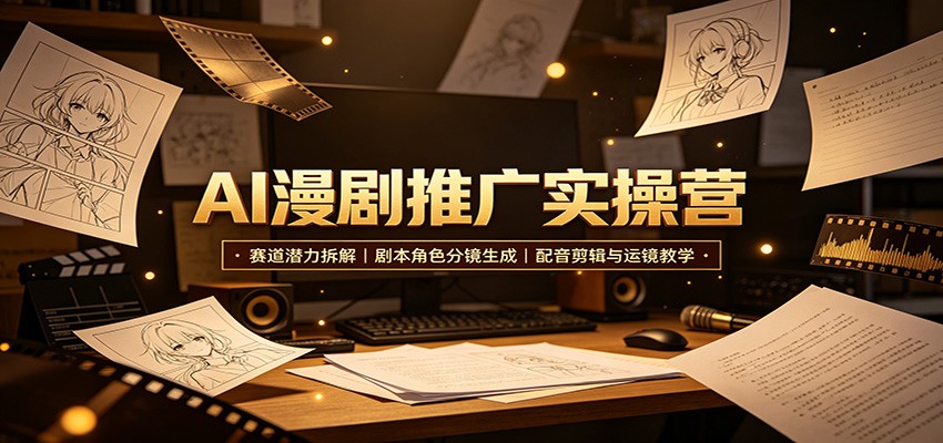 AI漫剧推广实操营：赛道潜力拆解，剧本角色分镜生成，配音剪辑与运镜教学-HFXZHAN网创