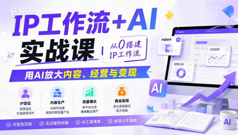 IP工作流+AI实战课，从0搭建IP工作流，用AI放大内容、经营与变现-HFXZHAN网创
