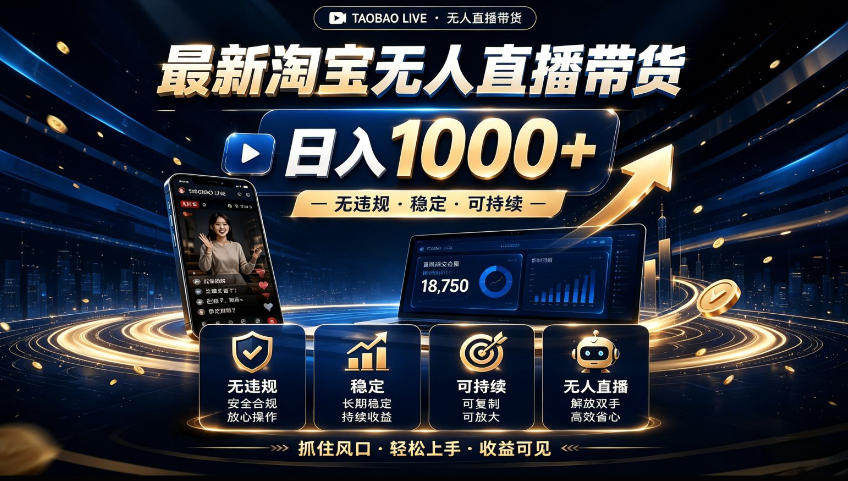 2026淘宝无人直播15.0，独家新技术，不用露脸、不用熬夜，自动直播自动出单，25小时卖17W【揭秘】-HFXZHAN网创