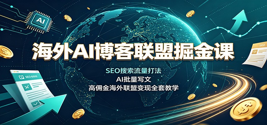 海外AI博客联盟掘金课：SEO搜索流量打法，AI批量写文，高佣金海外联盟变现全套教学-HFXZHAN网创