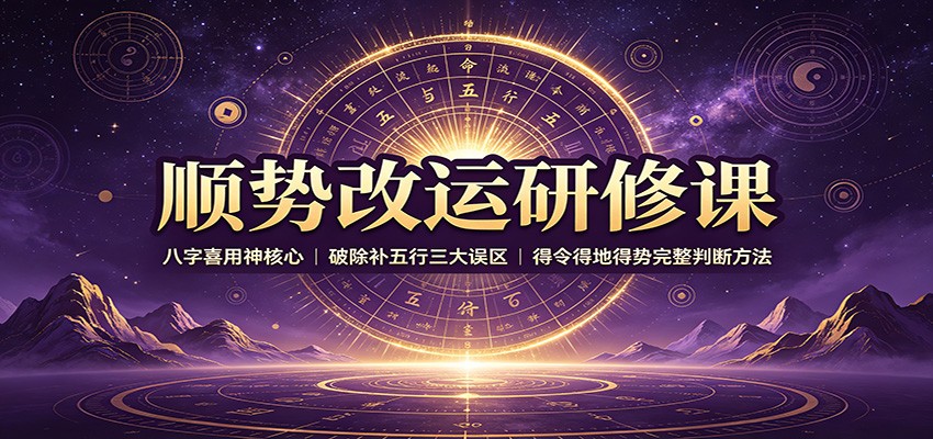 顺势改运研修课：八字喜用神核心，破除补五行三大误区，得令得地得势完整判断方法-HFXZHAN网创