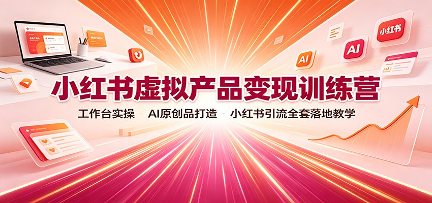 小红书虚拟产品变现训练营：工作台实操，AI原创品打造，小红书引流全套落地教学-HFXZHAN网创