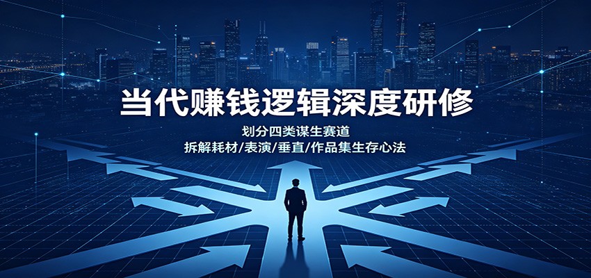 当代赚钱逻辑深度研修：划分四类谋生赛道，拆解耗材/表演/垂直/作品集生存心法-HFXZHAN网创