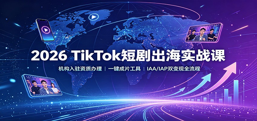 2026 TikTok短剧出海实战课：机构入驻资质办理，一键成片工具，IAA/IAP双变现全流程-HFXZHAN网创