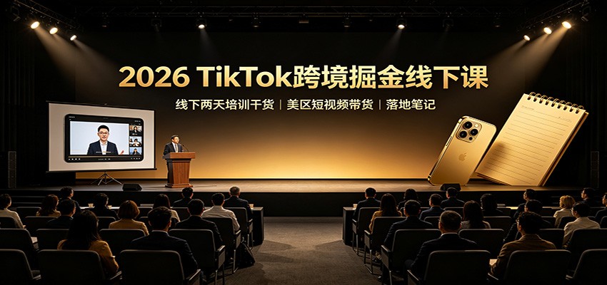 2026 TikTok跨境掘金线下课：线下两天培训干货，美区短视频带货落地笔记-HFXZHAN网创