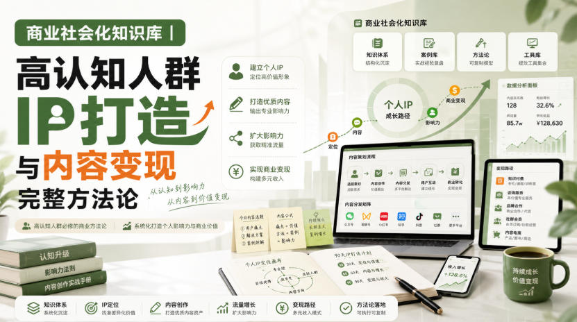 商业社会化知识库｜高认知人群IP打造与内容变现完整方法论【文档】-HFXZHAN网创