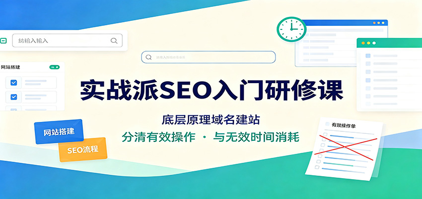 实战派SEO入门研修课：底层原理域名建站，分清有效操作与无效时间消耗-HFXZHAN网创