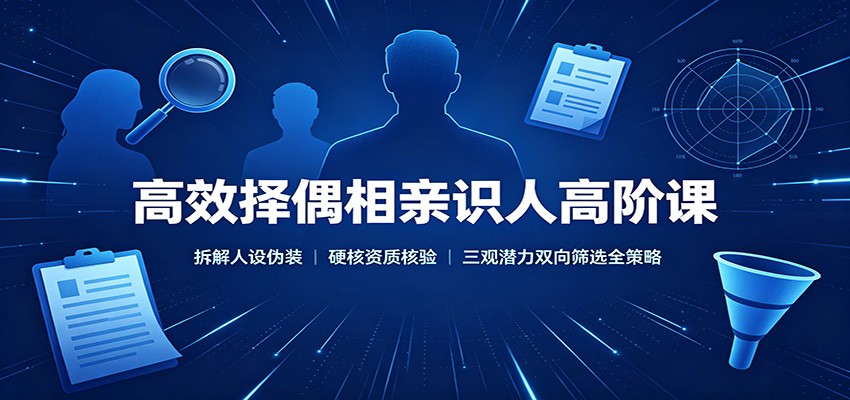 高效择偶相亲识人高阶课：拆解人设伪装，硬核资质核验，三观潜力双向筛选全策略-HFXZHAN网创