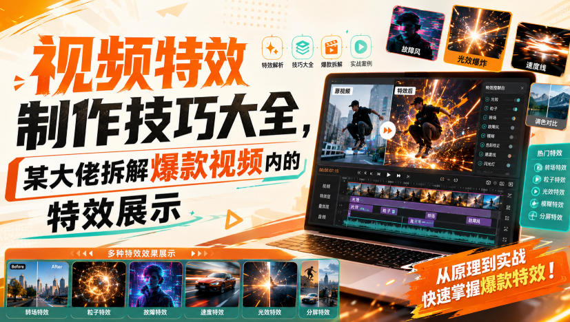 视频特效制作技巧大全，某大佬拆解爆款视频内的特效展示-HFXZHAN网创